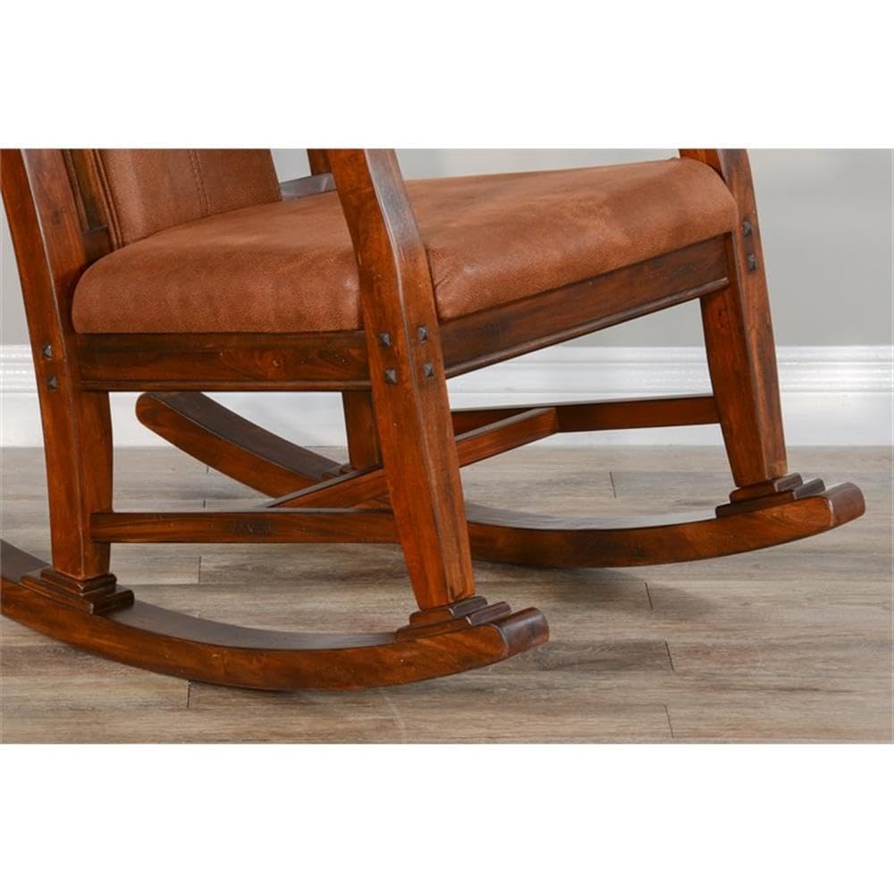 Pemberly Row Farmhouse Mahogany Wood Rocking Chair in Dark Chocolate Pemberly Row