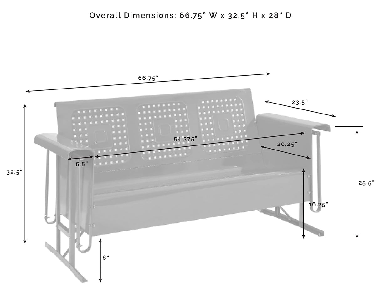 Crosley Furniture CO1023-TU Bates Retro Metal Outdoor Sofa Glider, Turquoise Gloss Crosley Furniture