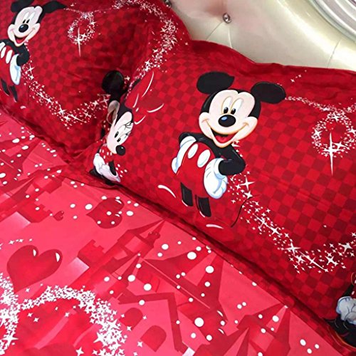 Haru Homie 100% Cotton Kids Reversible Printing Mickey Mouse Couples Duvet Cover 2PCS Bedding Set with Zipper Closure, Twin(No Comforter) Haru Homie