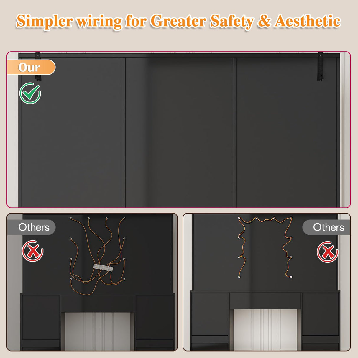 47'' W Large Vanity Desk with Mirror and Lights, 8 Storage Shelves 7 Drawers Vanity Table, Big Makeup Vanity Desk with 3 Lighting Modes, Vanity Dresser with Charging Station, Sliding Mirror (Black) knoworld