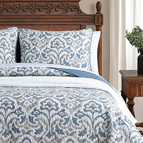 Tommy Bahama - King Quilt Set, Soft & Reversible Woven Bedding with Matching Pillowcases, Medium Weight for Year Round Comfort, 3 Piece Bed Set (Cape Verde Smoke) Tommy Bahama