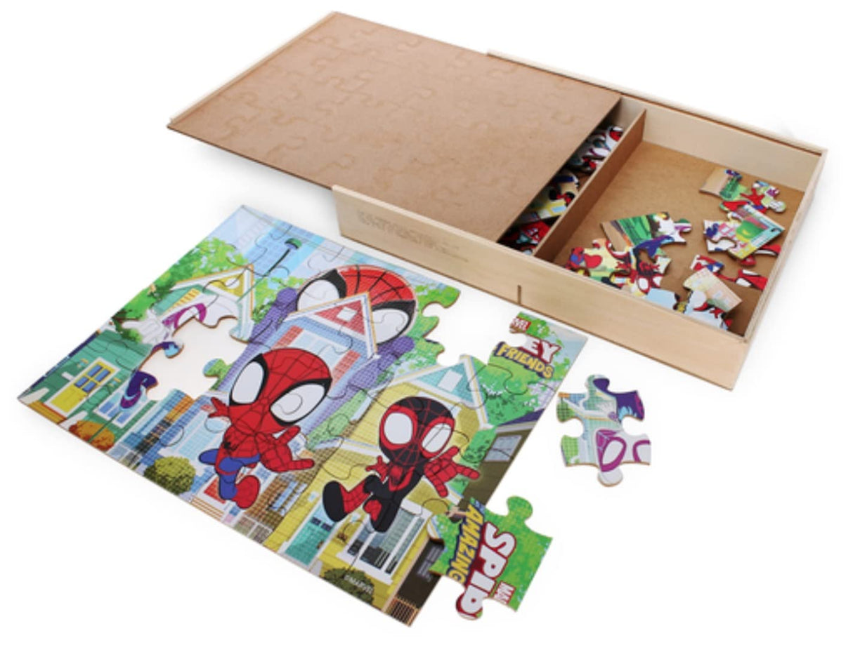 Disney Junior Marvel Spider-Man Spidey Amazing Friends - Set of 5 Wood Puzzles with Storage Box for Kids - Ages 4 and Up 1616 Holdings