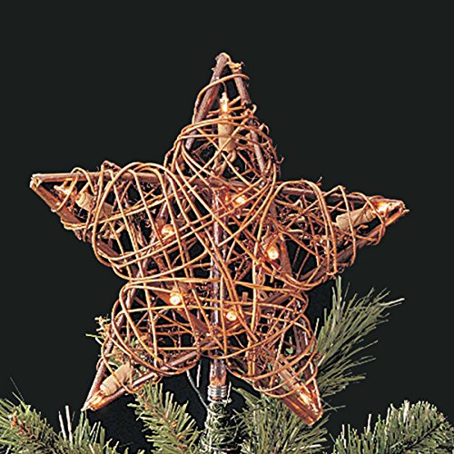 Kurt Adler UL1219/NAT 10 Light Indoor Rattan Natural Star Treetop Kurt S. Adler