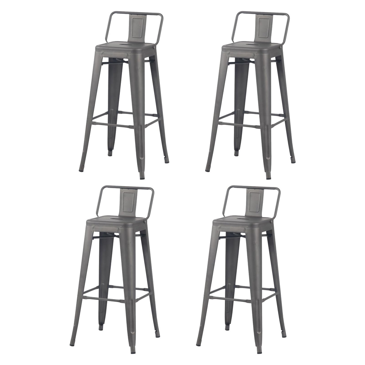 YOUNIKE 30 Inches Metal Barstools Counter Height Bar Stools Set of 4 Indoor Outdoor Patio Bistro Home Kitchen Low Back Stackable Bar Chairs Rusty Grey YOUNIKE
