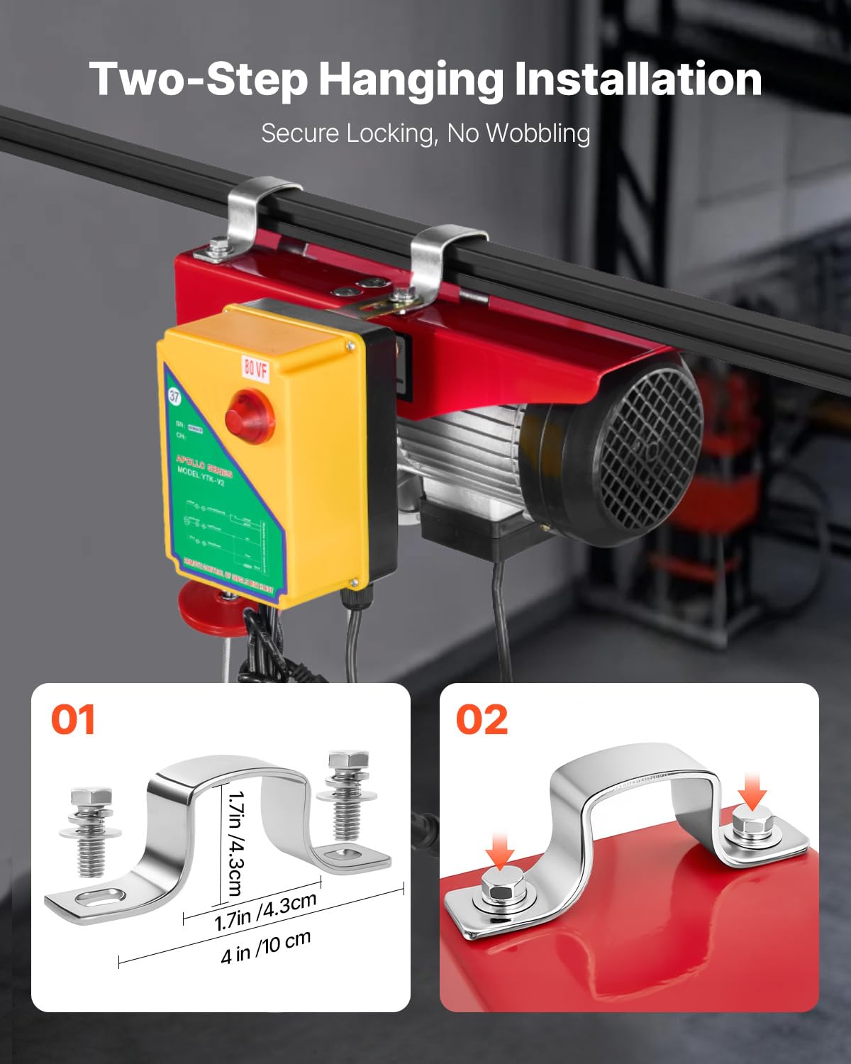 VEVOR Electric Hoist, 1760 lbs 120V Electric Winch with 328 ft Wireless Remote Control, 40 ft Single Cable Lifting Height, Single/Double Slings, Emergency Stop, Lift Hoist for Garage Warehouse Factory VEVOR