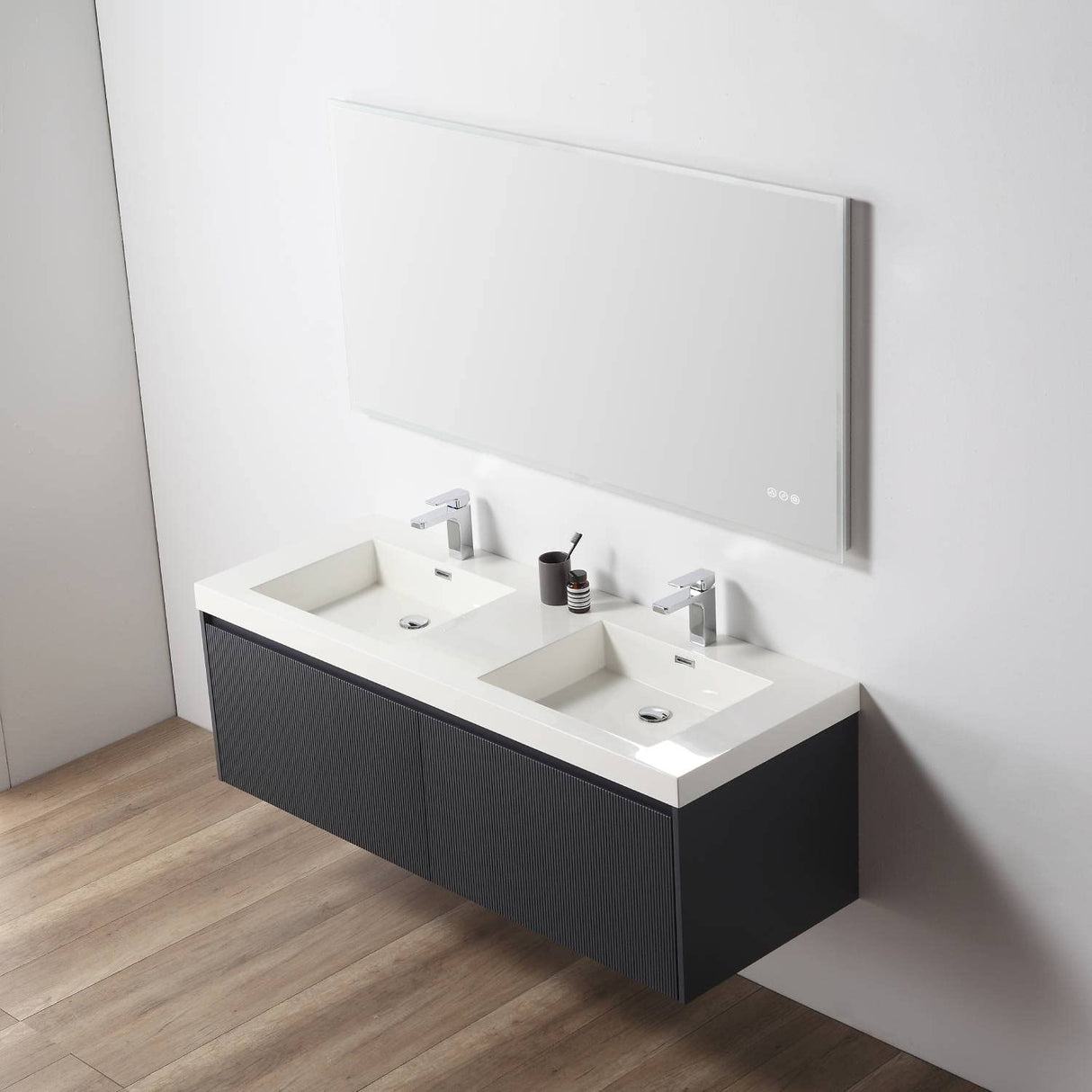 Positano All Wood Floating Bathroom Vanity with Acrylic Sink (60" w/Acrylic Sink, Night Blue) Blossom