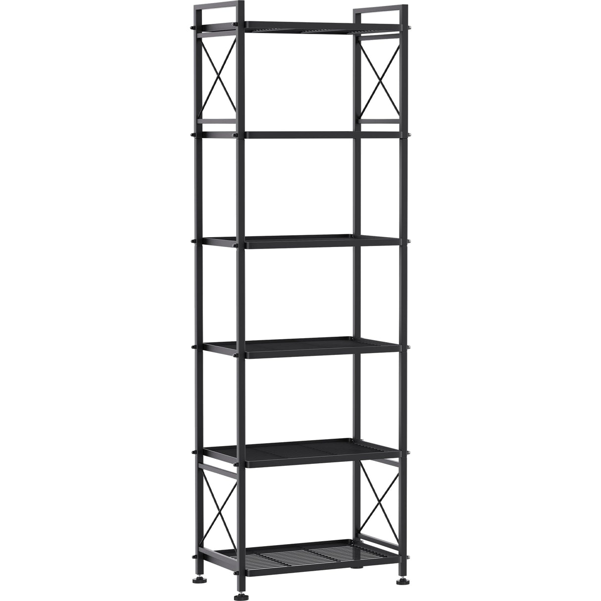 YOHKOH 6 Tier Metal Storage Rack Shelves, Standing Storage Shelf Units for Laundry Bathroom Kitchen Pantry (Black,17.0L x 12.9W x 64.9H) YOHKOH