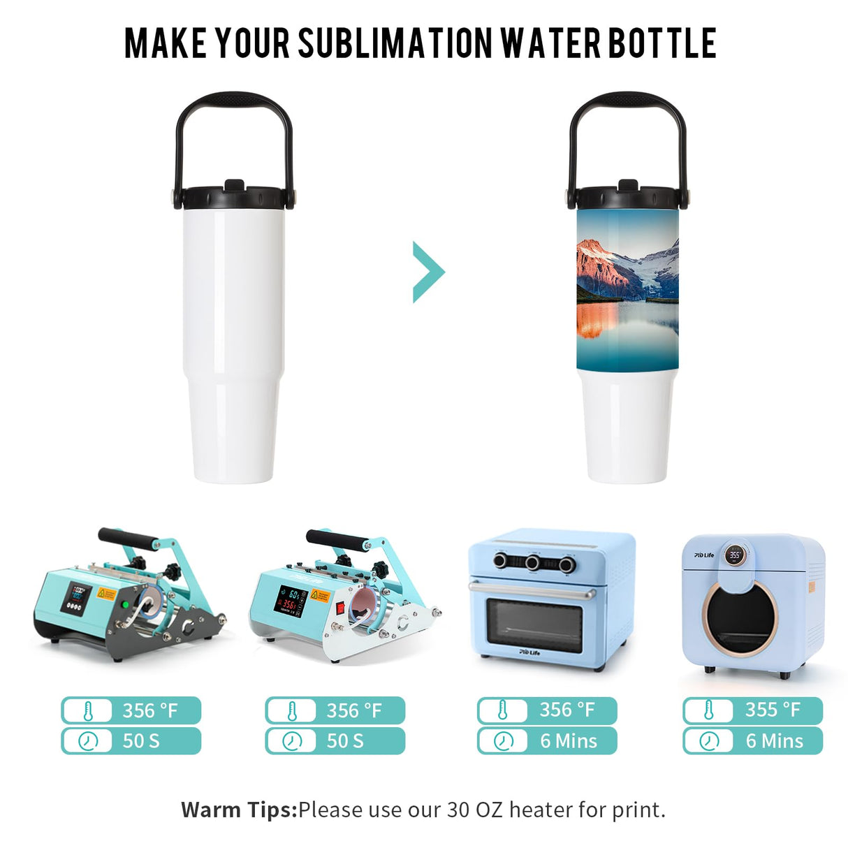 PYD Life 4 Pack Sublimation Tumblers Blanks 36 OZ White Vacuum Insulated with Portable Lid and Sippy Up Straw Travel Coffee Mugs Cups for Tumbler Heat Press Sublimation Oven Printing PYD Life