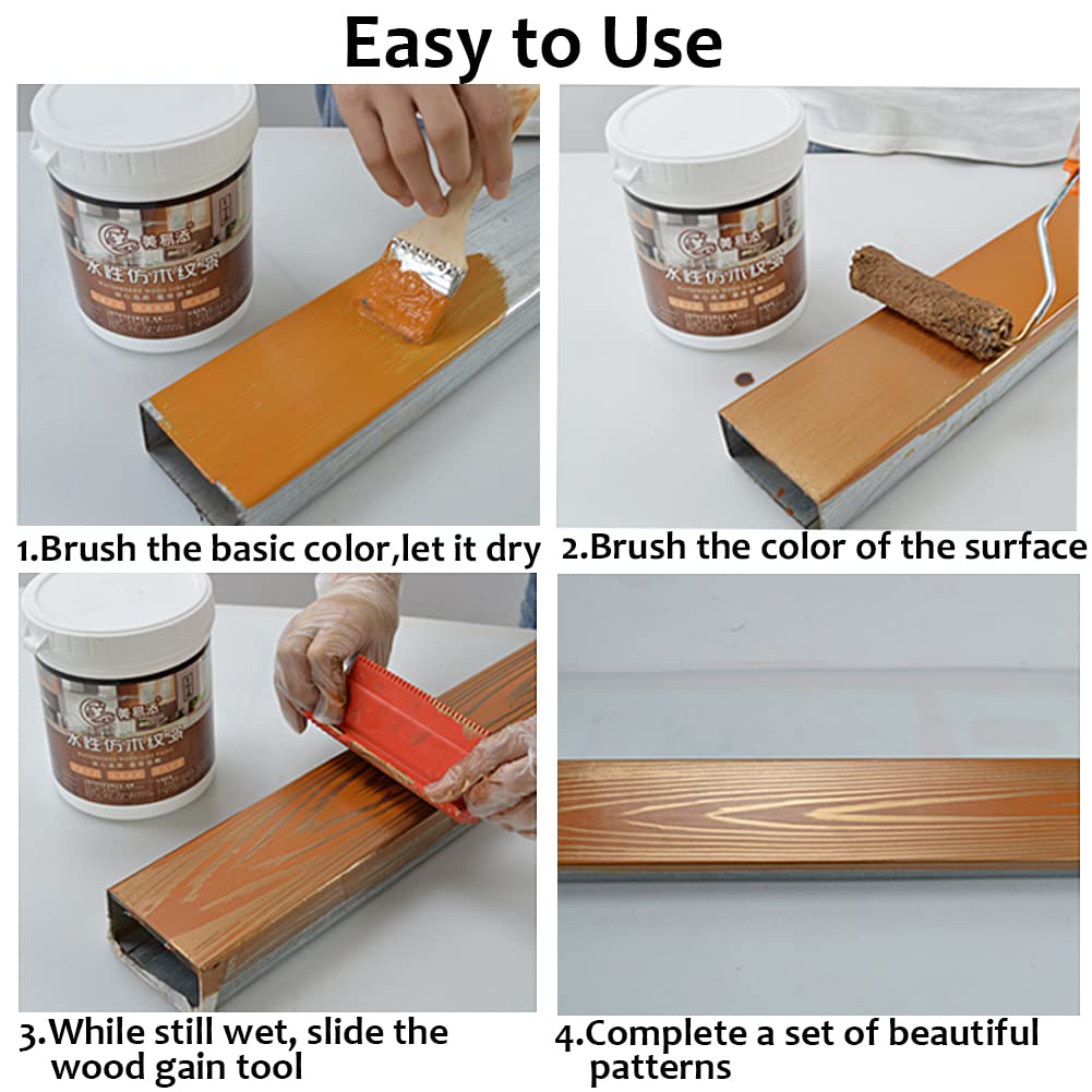 Wood Graining Tool Set, 6pcs 7" Fake Wood Grain Roller Painting Tool with Handle DIY Rubber Graining Tool Paint Look Like Wood for Wall Room Art Paint Decoration WoodArtSupply