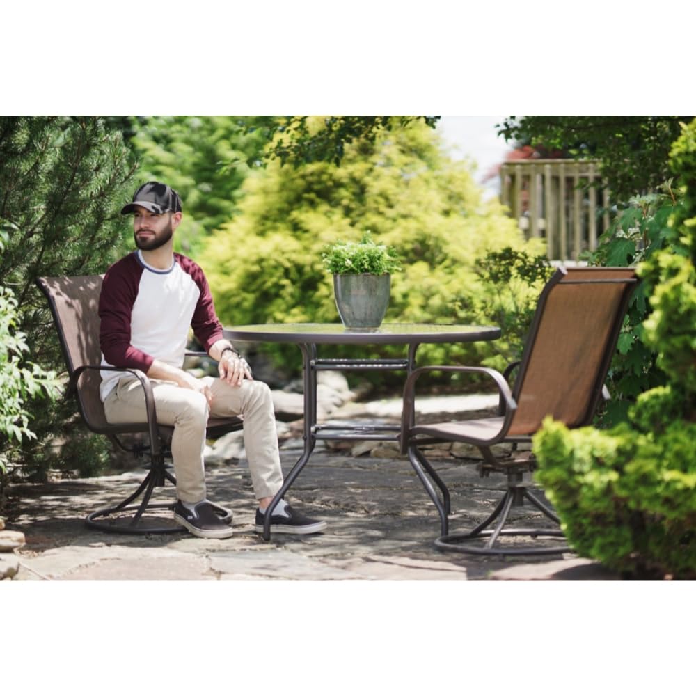 COURTYARD CREATIONS Garden Elements Sienna Collection 40" Table and Four Swivel Rocker Chairs Patio Dining Set, Brown (5-Piece Set) COURTYARD CREATIONS