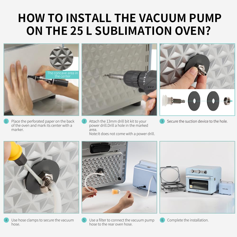 PYD Life 3D Vacuum Sublimation Tray and Pump Set 80 W 110 V for Sublimation Blanks Phone Cases,Plates,Photo Slates,Ornaments Printing by 25 L Sublimation Oven PYD Life