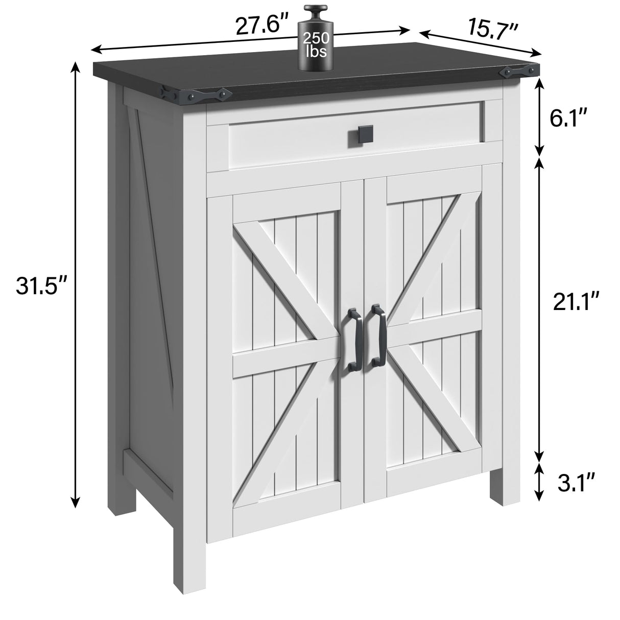 kepptory 20 Gallon Fish Tank Stand with Power Outlets, Farmhouse Decorative Aquarium Stand Furniture with Adjustable Shelves, 10-20 Gallon Reptile Turtle Tank Stand with Cabinet Storage (White, 20GL) kepptory
