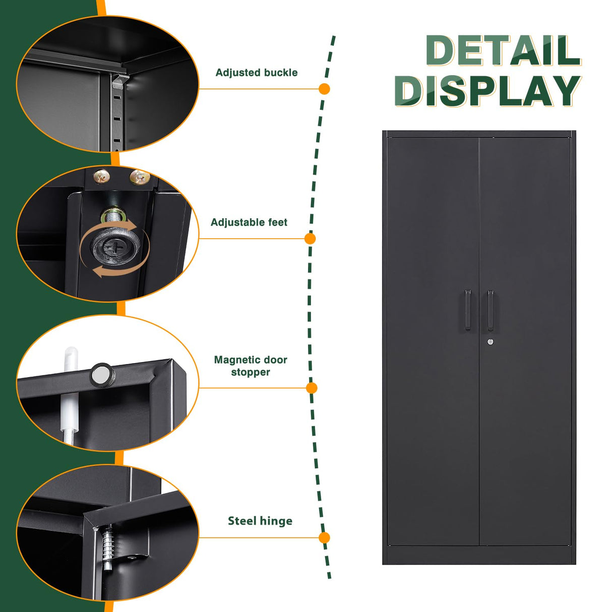 Letaya Metal Black Storage Cabinet with Lock-71 Tall Metal Pantry Cabinets,5 Adjustable Shelves and Lock Door for Home,Office,Warehouse,Utility Room Letaya