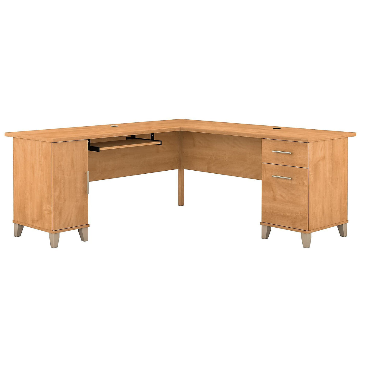 Bush Furniture Somerset 72W L Shaped Desk with Storage in Maple Cross, 72-inch Large Corner Computer Table for Home Office Workspace Bush Business Furniture