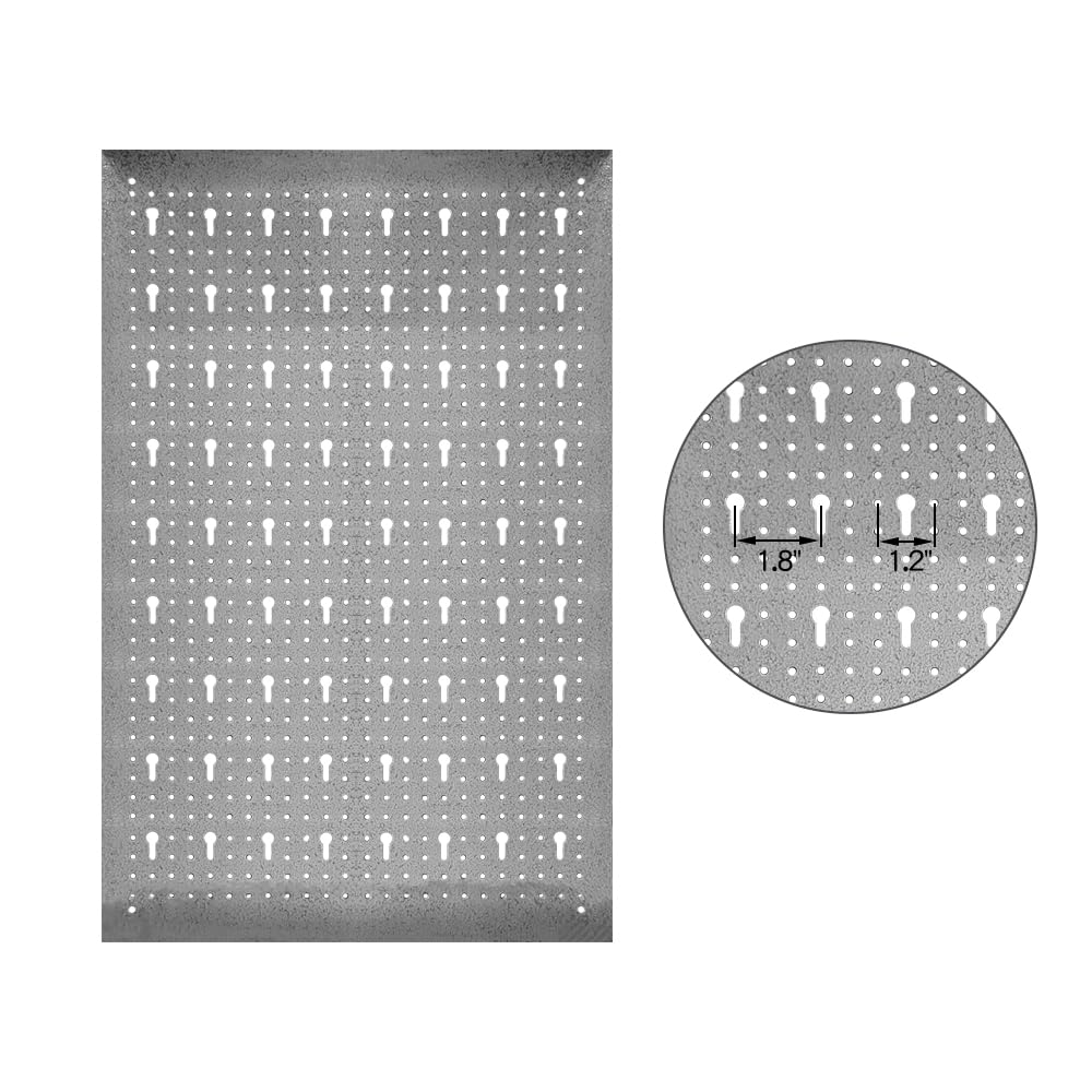 JZD Wood Top Workbench Tool Cabinet with 3 Pegboards and 22 Pieces Hooks & Tool Holders, Tabletop Steel Garage Workstation, Black & Grey JZD