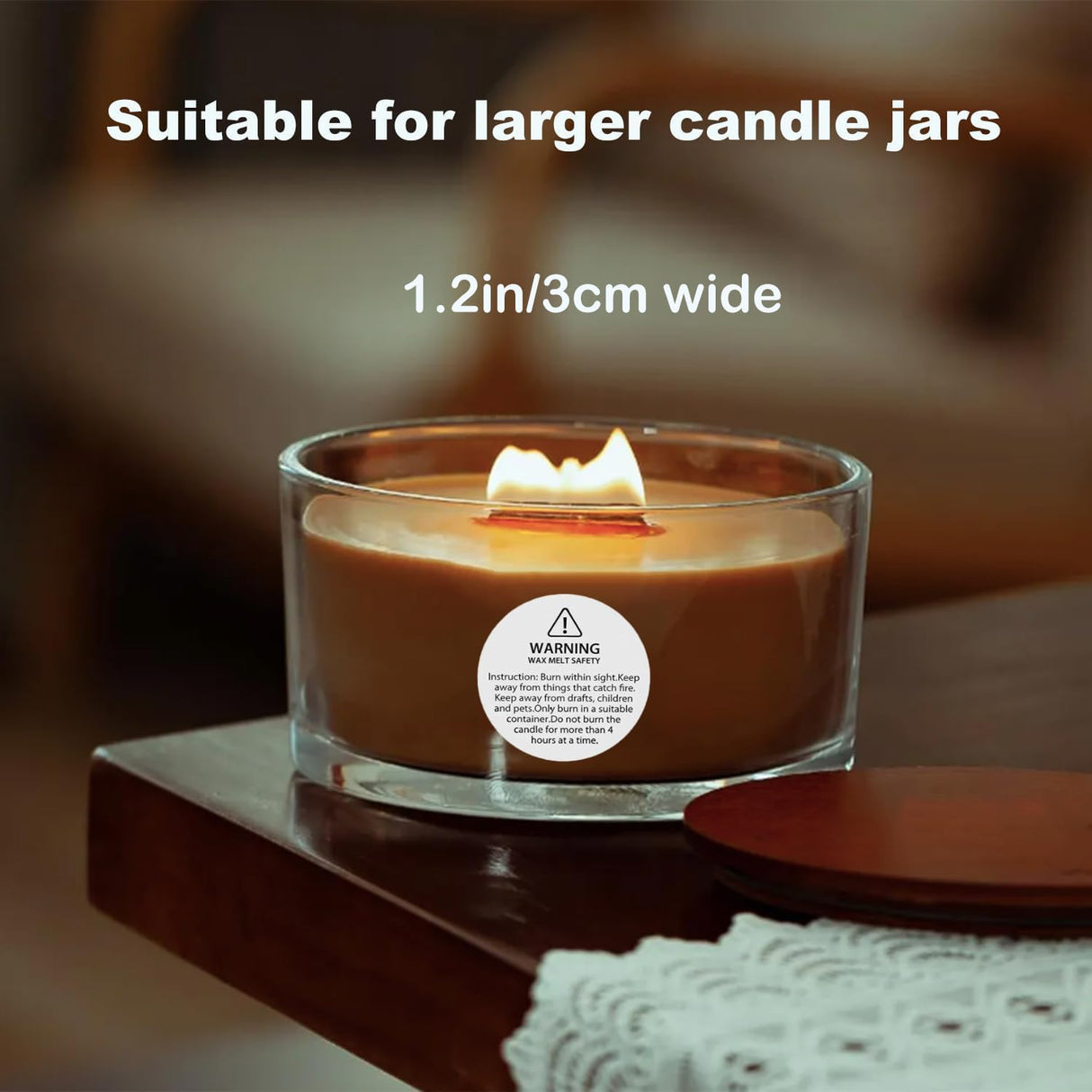 Extra Wide Wooden Wicks 3cm Wide Candle Wicks 5.1 X 1.2 Inch Natural Candle Wood Wicks with Stand Candle Cores for DIY Candle Making Craft(50pcs )(Use Two Wicks) Phinicco