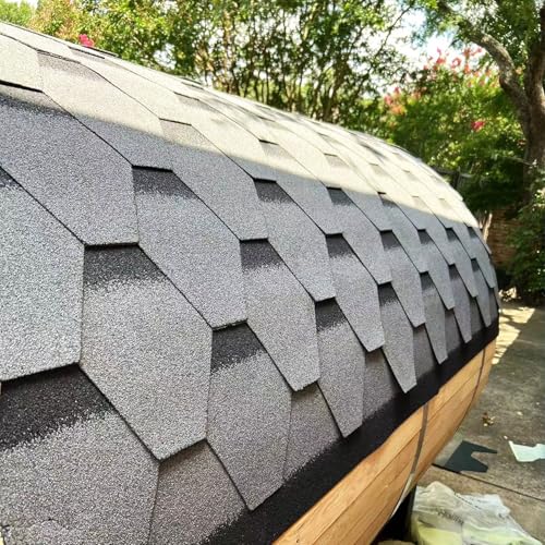 TaTalife Outdoor Barrel Steam Sauna, 3-4 Person Canadian Red ceda Wood Sauna Room, 4.5KW TOULE Electric Heater with Sauna Stone, Accessories and Asphalt Shingle Roof TaTalife