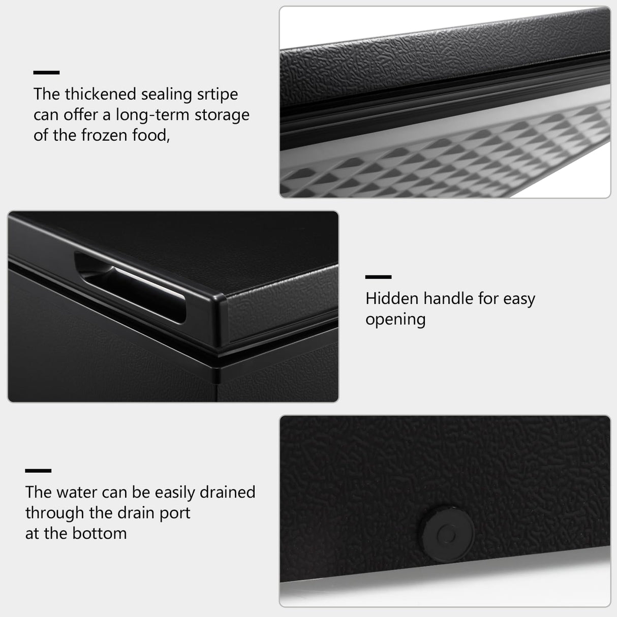 R.W.FLAME Chest Freezer 3.5 Cubic Feet with 2 Removable Baskets and Defrost Water Drain, Deep Freezer, Adjustable Temperature, Energy Saving, Top Open Door Compact Freezer (3.5 Cubic Feet, Black) R.W.FLAME