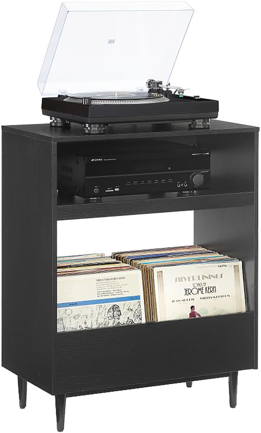 Crosley Furniture Liam Turntable Record Player Stand with Storage for Vinyl Records, Mid Century Modern, Black Crosley Furniture
