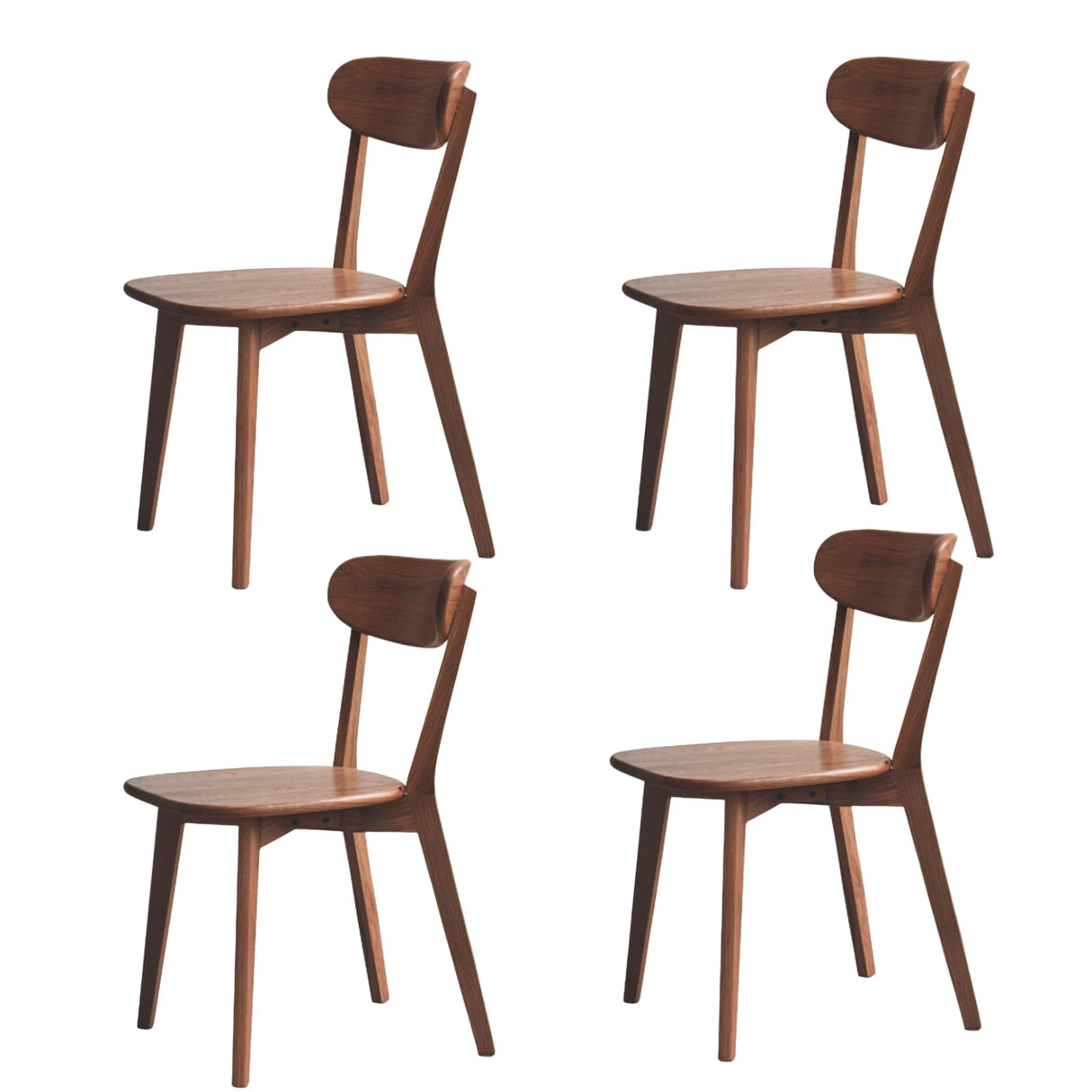 Hymus 100% Solid Oak Wood Dining Room Chairs - Practical Kitchen Chairs for Dining Room, Kitchen, Living Room (4, Walnut) Hymus