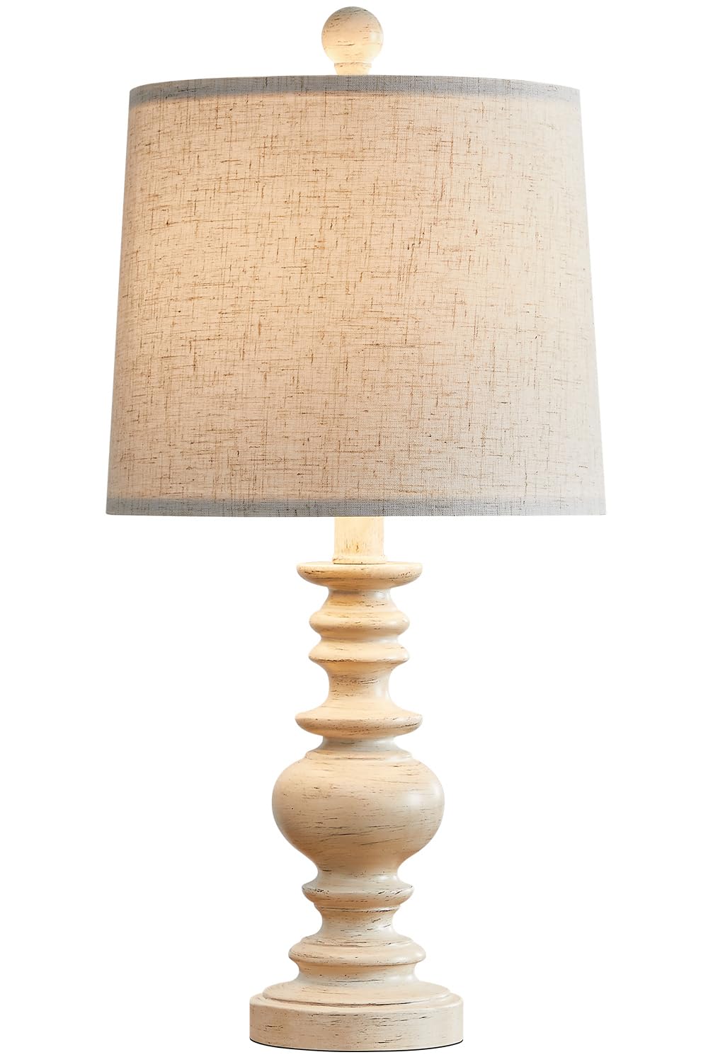 BOBOMOMO Resin 20.5" Farmhouse Lamps for Bedrooms Retro Side Table Lamps Bedside Lamp for Side Nightstand Living Room(Old-White) BOBOMOMO