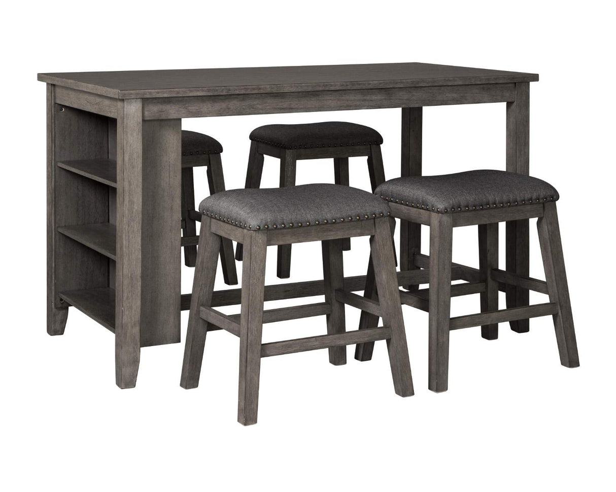 Signature Design by Ashley Caitbrook Rustic Counter Height Dining Table with Storage, Dark Gray Signature Design by Ashley
