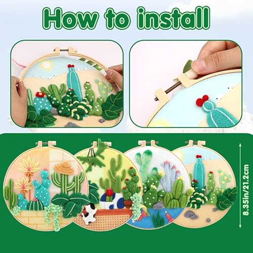 Hilsayum Succulent Needle Felting Kit Beginner,Cactus Felting Kits for Beginners Adult,Needle Felting Wool Kit Wool Painting Kit