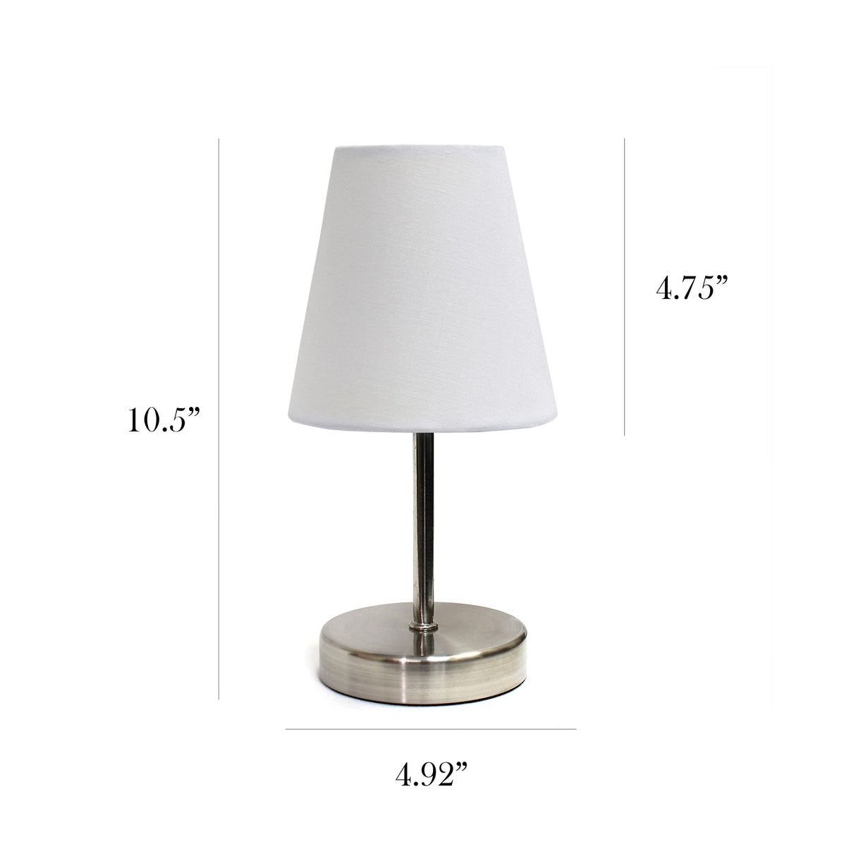 Simple Designs LT2013-WHT Mini Basic Sand Nickel Table Lamp with Fabric Shade, White Simple Designs