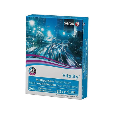 xerox Vitality Multipurpose Print Paper, 92 Bright, 24 lb Bond Weight, 8.5 x 11, White, 500/Ream