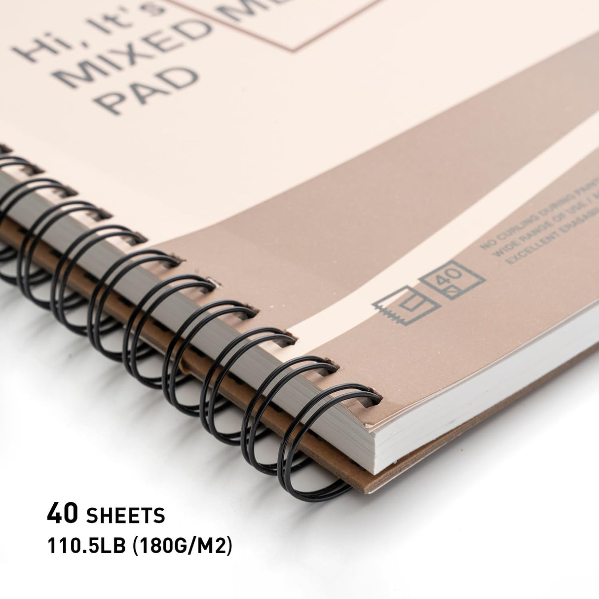 HIMI Mix Media Paper Pad 9X12''(180g/m²) 40 Sheets Mix Paper Pad, Side Wire Bound, Fine Texture, in Gouache Acrylic Art Pad for Sketching, Ink Sketch Book, Art Supplies Drawing Pad Gift (Pink) HIMI