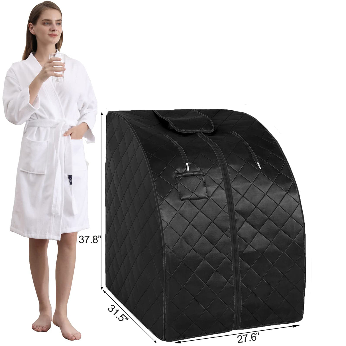 ZONEMEL Portable Infrared Sauna, 1 Person at Home Full Body Sauna, Individual Home Spa Tent with Heating Foot Pad, Upgraded Sauna Chair (L 27.6’’ x W 31.5’’ x H 37.8’’, Black) ZONEMEL