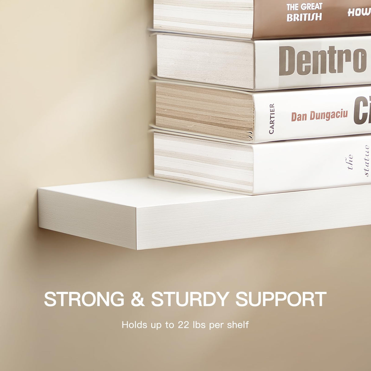 AMADA HOMEFURNISHING Floating Shelves, 32″ Large Wall Mounted Shelves for Bathroom, Bedroom, Living Room, Kitchen, Office, Hanging Shelf for Wall Décor Storage, Set of 2, White AMADA HOMEFURNISHING