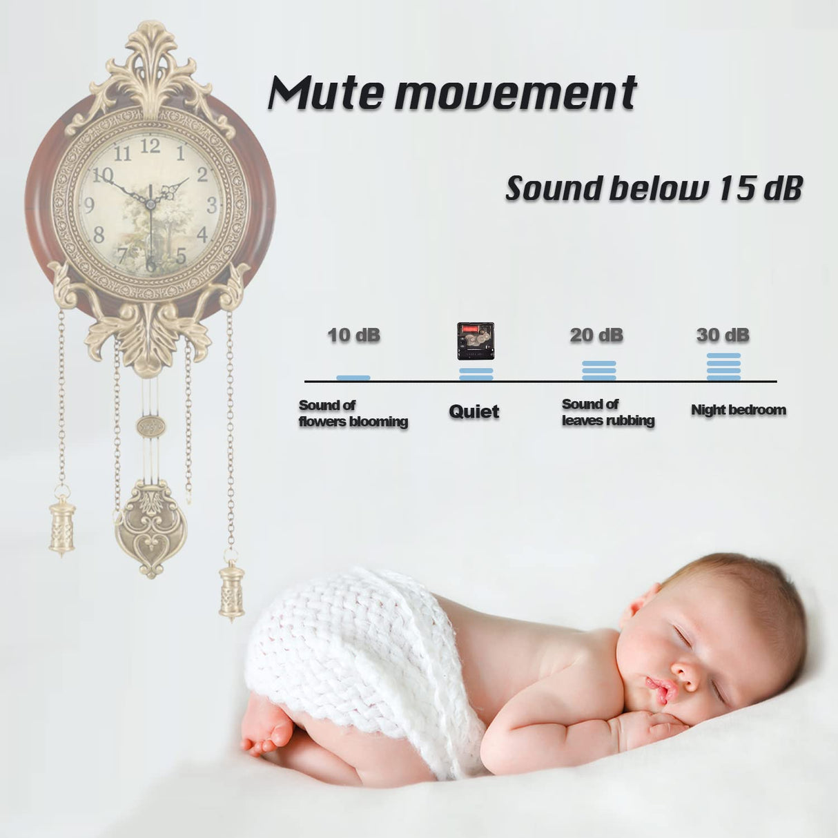 Aero Snail Dia 9-inch Retro Style Vintage Wood Indoor Wall Clock with Swinging Pendulum (Requires 2 AA Batteries for Clock Hands and Pendulum) Aero Snail