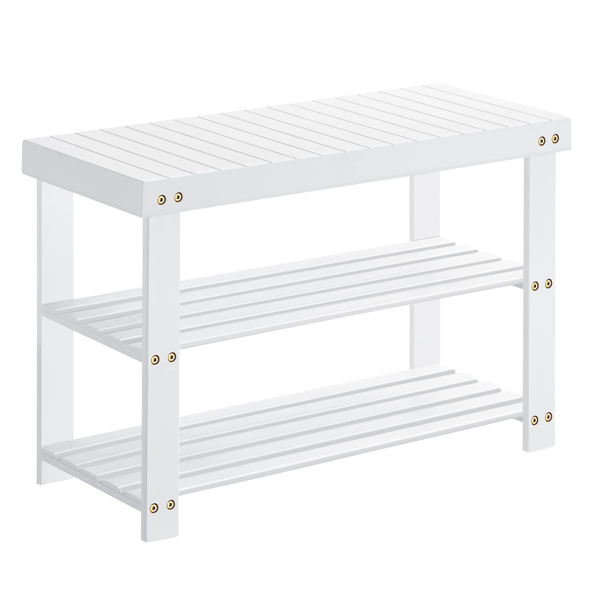 SONGMICS Shoe Rack Bench, 3-Tier Bamboo Shoe Storage Organizer, Entryway Bench, Holds Up to 286 lb, 11.3 x 27.6 x 17.8 Inches, for Entryway Bathroom Bedroom, Cloud White ULBS004W01 SONGMICS