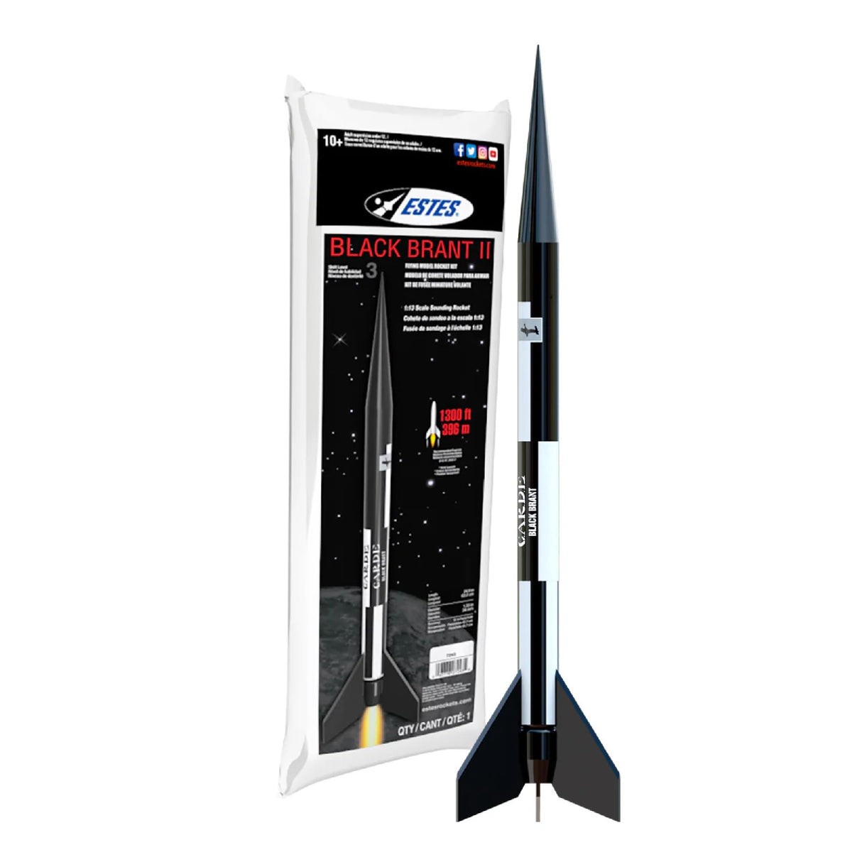 Estes 7243 Black Brant II Rocket-Building Kit, Advanced Dual-Body Flying-Rocket-Model Kit for Ages 10+ Estes
