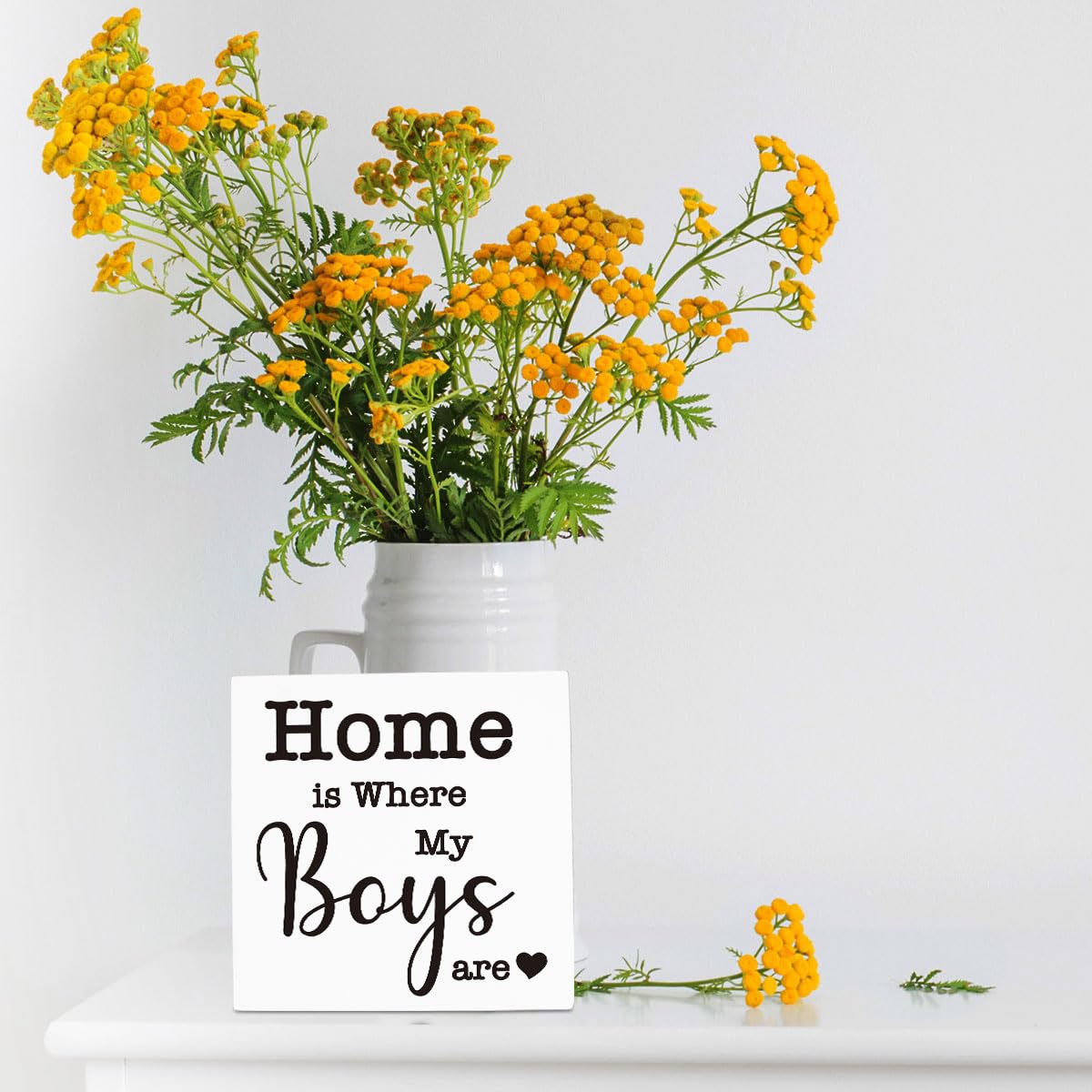 Mom Gifts, Home is Where My Boys are Sign, New Mom Gifts, Housewarming Gifts, Christmas Mothers Day Gifts for Mom Mother Mommy, Funny Home Decorations 5 X 5 inch WXUMTM