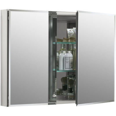 KOHLER CB-CLC3526FS Double Door Beveled Medicine Cabinet with Mirror Doors & Adjustable Shelves, Rectangular Beveled Edge Frame, 35" x 26"