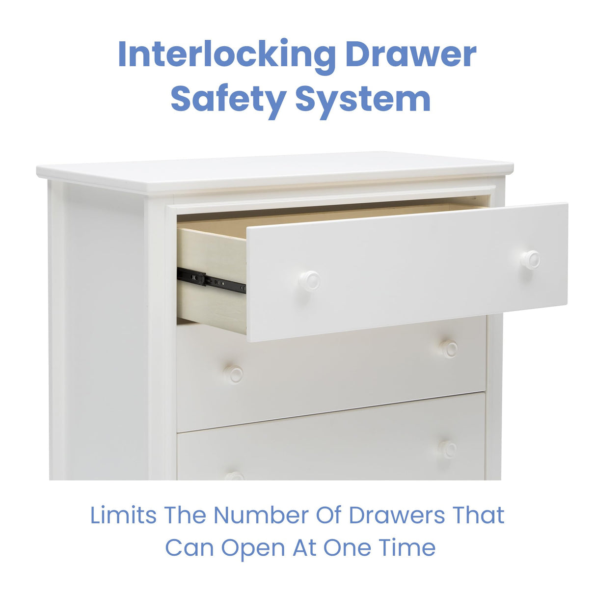 Delta Children Perry 3 Drawer Dresser with Changing Top and Interlocking Drawers, Bianca White Delta Children