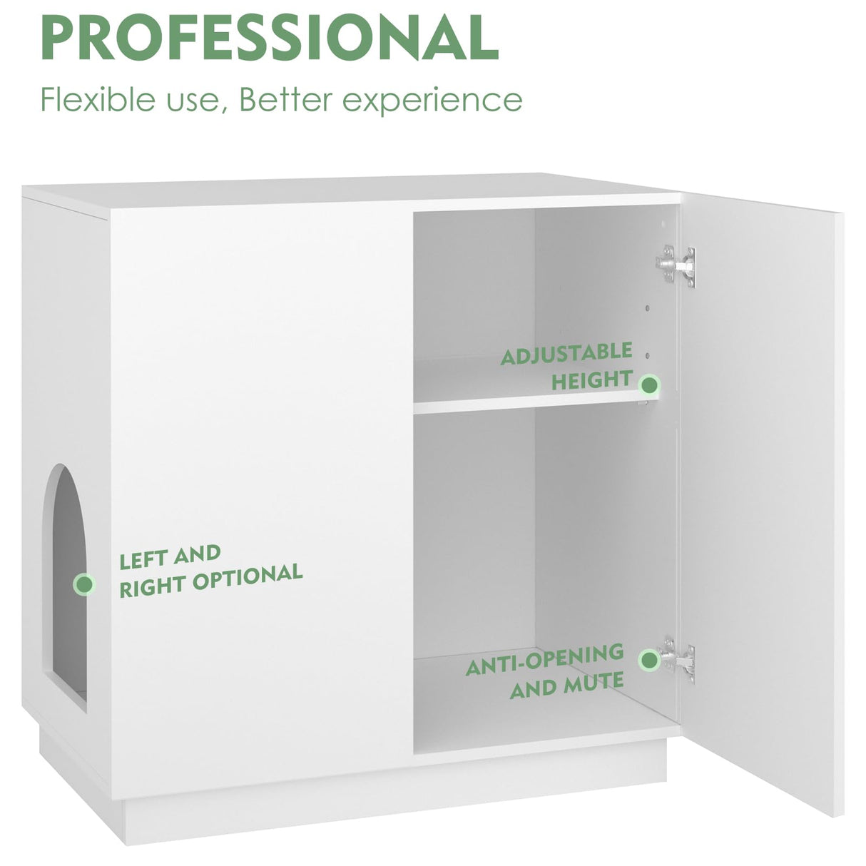 Amunrbrek Litter Box Enclosure, Large Litter Box Furniture, Modern Cat Litter Box Enclosure Furniture with Storage, Side Cabinet (White) amunrbrek