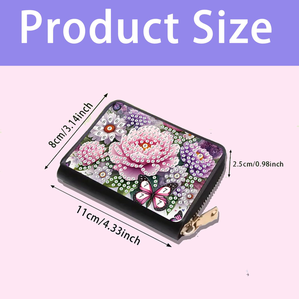 JZHYOAN DIY Diamond Art Credit Card Holder for Woman, Small Wallet Coin Purse Keychain Zipper Business Anti-demagnetization Card Holder Wallet Family Adult Man JZHYOAN