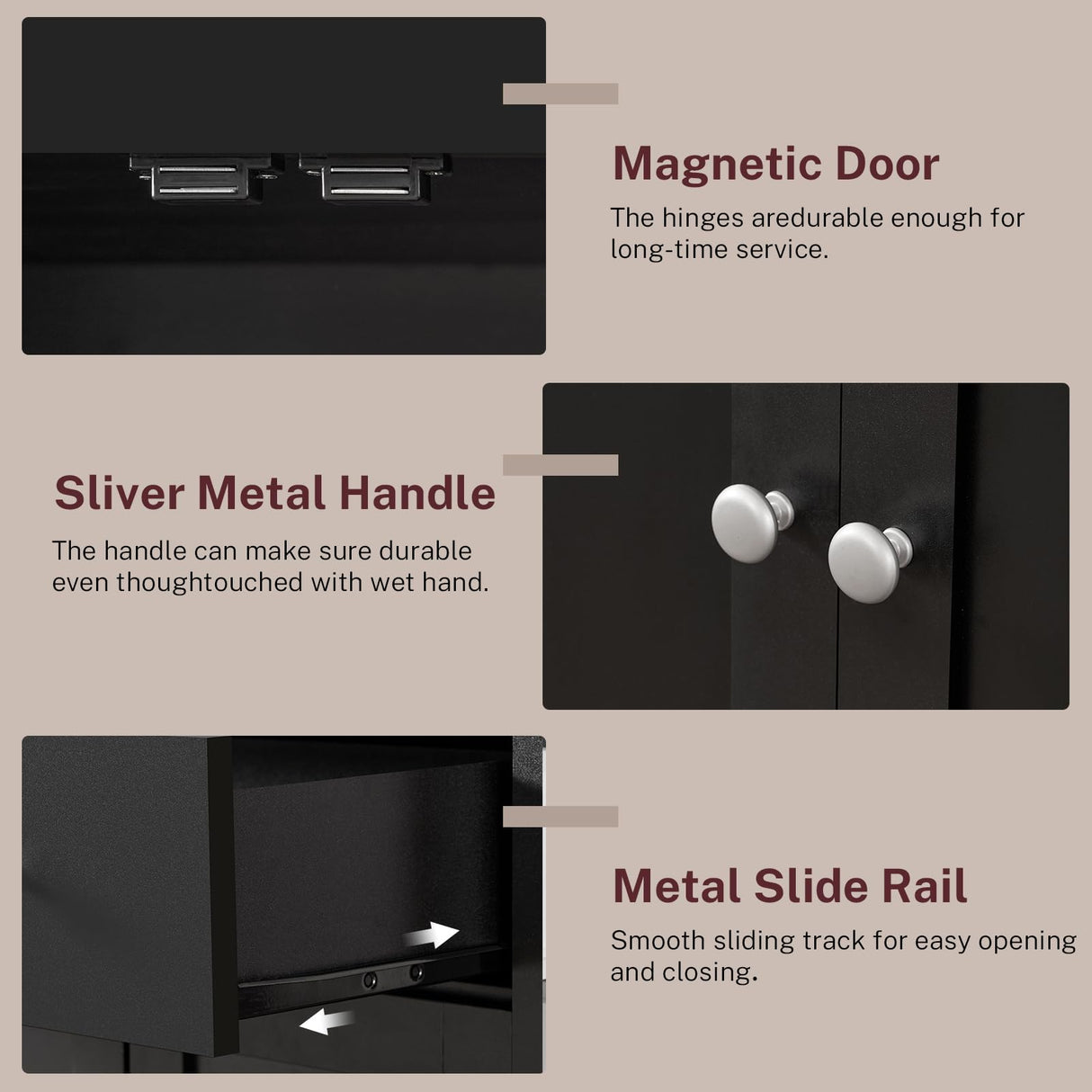 TEENFON 72” Kitchen Pantry Cabinet, with 6 Hanging Shelves & 1 Large Drawer, Adjustable Shelf, for Dinging Room, Living Room, Black TEENFON