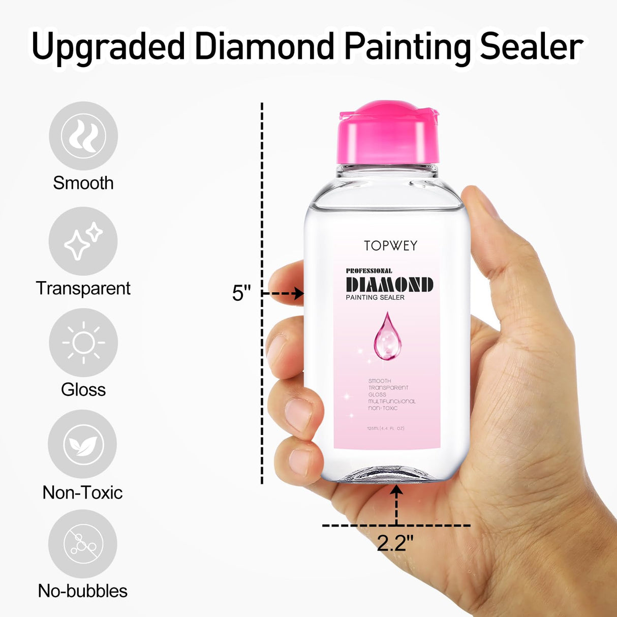 Diamond Painting Sealer, Topwey Diamond Painting Adhesive with Applicator Helps retain Your Diamond Sparkle, Also Applicable to Puzzles for Adults (125 ML 4.4 Fl Oz) Topwey