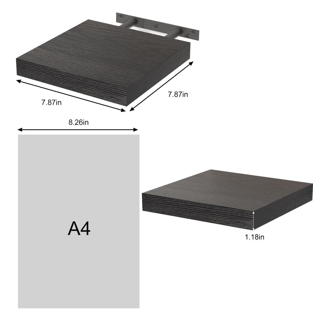 Fixwal Floating Shelves for Wall, Small Black Shelves Wall Mounted Shelf for Bathroom, Living Room, Bedroom, Kitchen Decor (Set of 3, 8x8) Fixwal