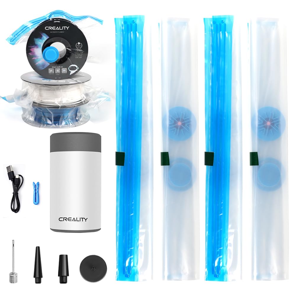 Creality 3D Printer Filament Storage Bags Filament Vacuum Bags, 8 Transparent Sealed Bags with Electric Pump Dust Proof Humidity Resistant Keeping Filament Dry, 40 x 40CM Reusable Vacuum Storage Bags Creality