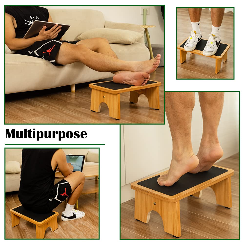 StrongTek Step Stool for Kids Adults, Portable Step Ladder with Non-Slip Surface, 7.5" One Step Stool for Bedroom, Bathroom, Wooden Bedside Step Stool for High Beds, 300lbs Capacity StrongTek