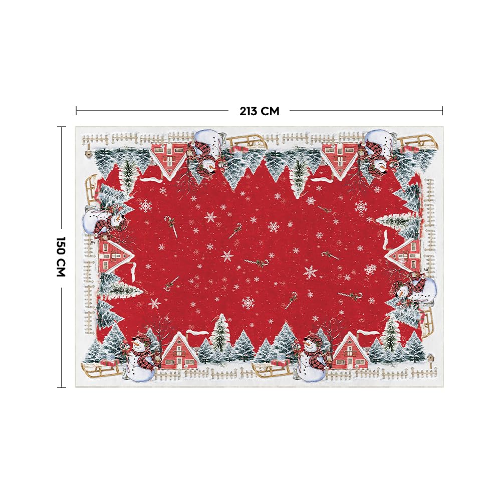 Artoid Mode Red Snowman House Pine Tree Christmas Area Rug, Xmas Winter Home Decor Low-Profile Washable Area Rugs for Entryway Bedroom Living Room Laundry Room Indoor 5x7 Feet Artoid Mode