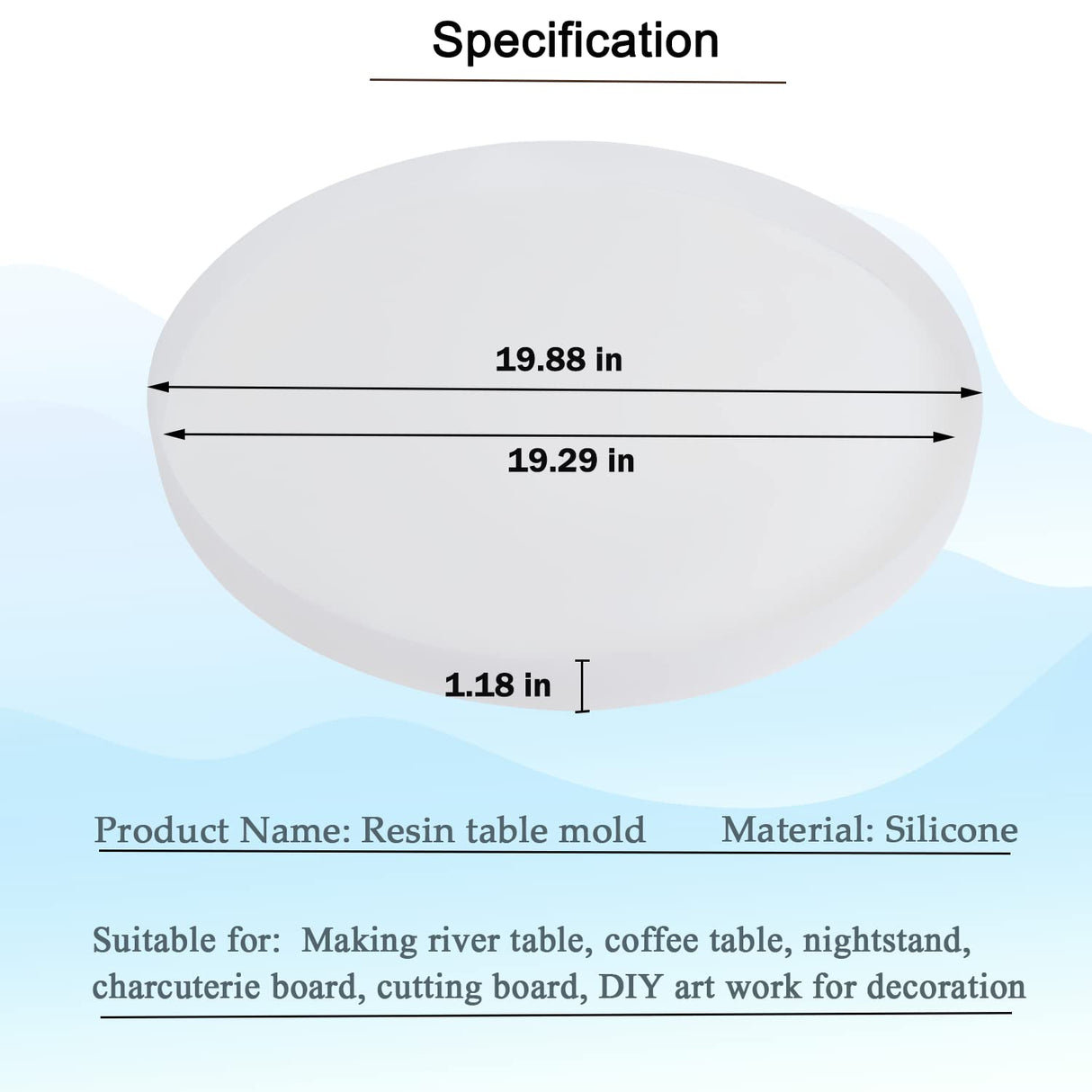 20 Inch Resin Table Molds, Large Round Silicone Resin Molds with 3 Pcs Hairpin Legs for Table, Epoxy Resin Topdesk Molds for Charcuterie Board, River Table, DIY Art Home Decoration Wadoy