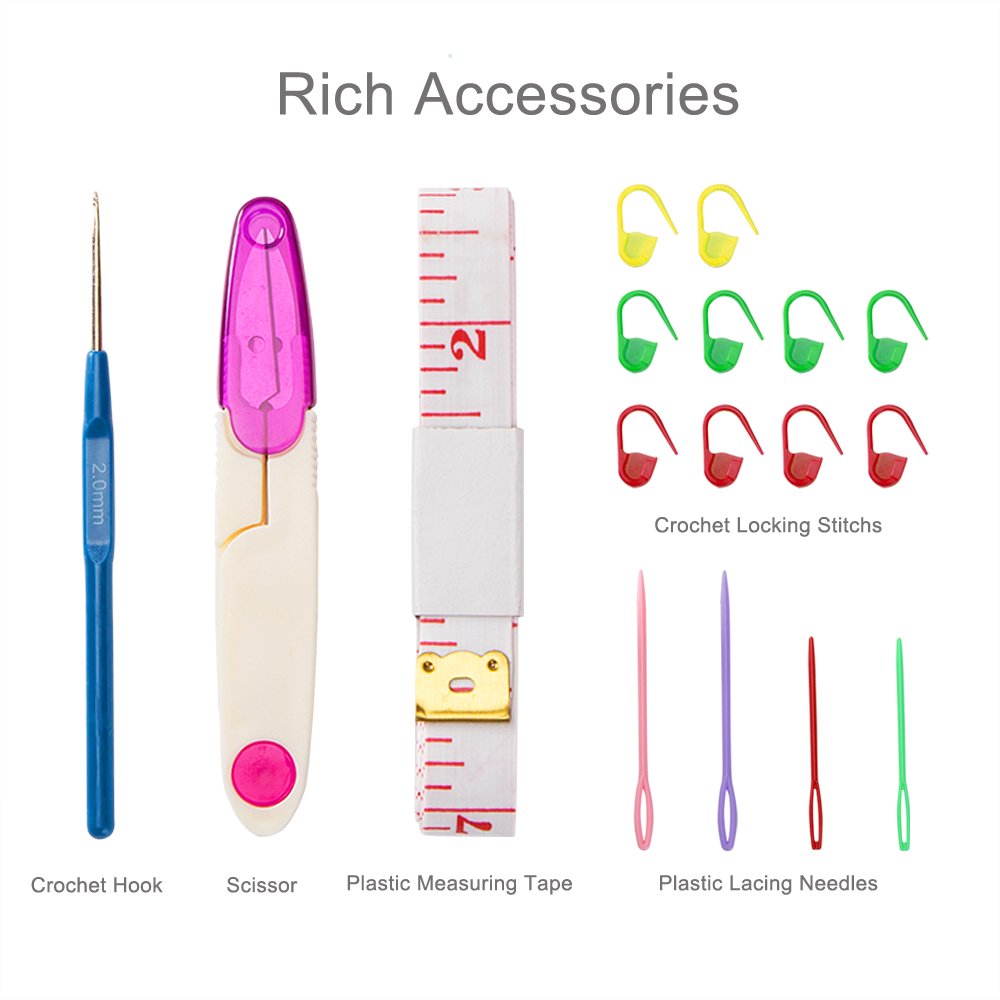 18 Pairs Bamboo Knitting Needles Set, Vancens Circular Wooden Knitting Needles with Colorful Plastic Tube, Small Tools for Weave are Included, 18 Sizes: 2mm - 10mm, 31.5" Length Vancens