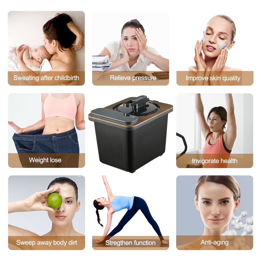 amocane Sauna Steam Portable Pot 4L, Stainless Steel Steam Generator for Saunas Home Spa Fumigation Steam Machine for Body Detox with Remote Control Anti-riot Device (110V, Wood Grain) amocane