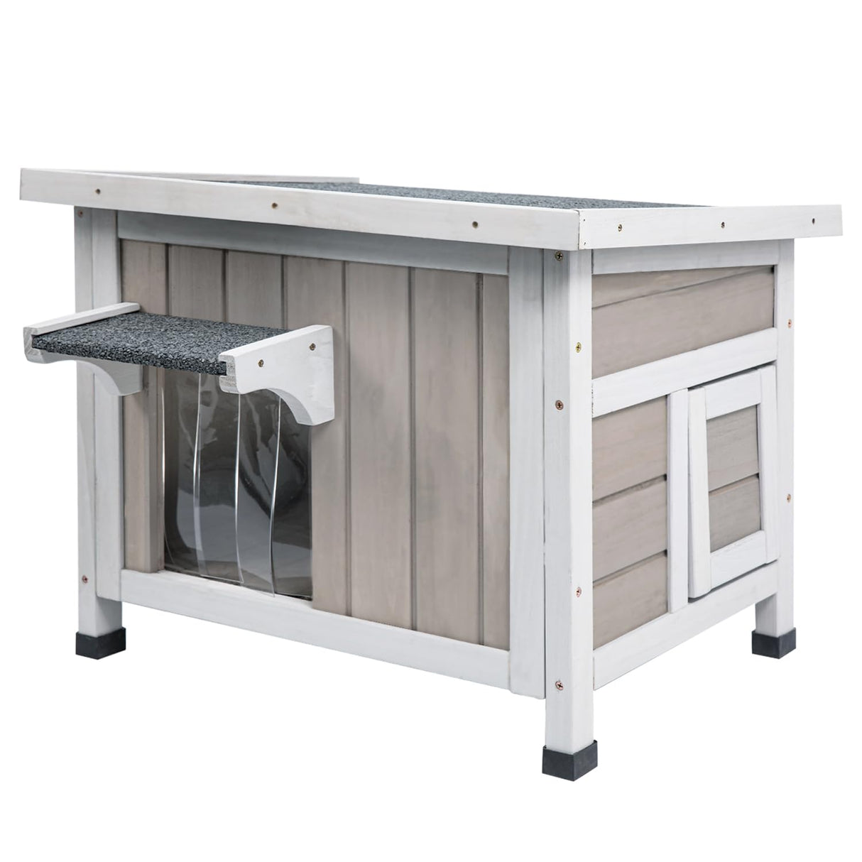 Ketive Insulated Cat House Outdoor Cat Shelter for Feral Cats in Winter,All-Round Foam Insulation Weatherproof Wooden Cat Houses for Cats Rabbits and Small Animals with Escape Door Open Roof ketive